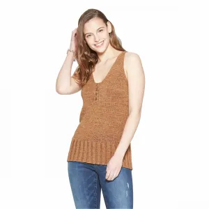 Universal Thread Women's Sleeveless V-Neck Henley Sweater Tank Top
