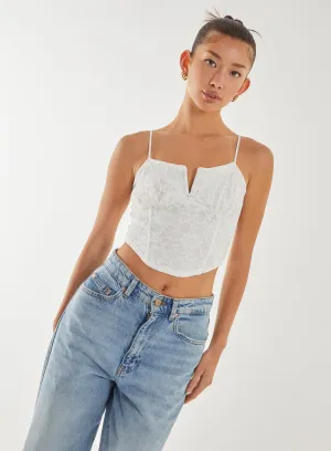 V-Detail Lace Strappy Top