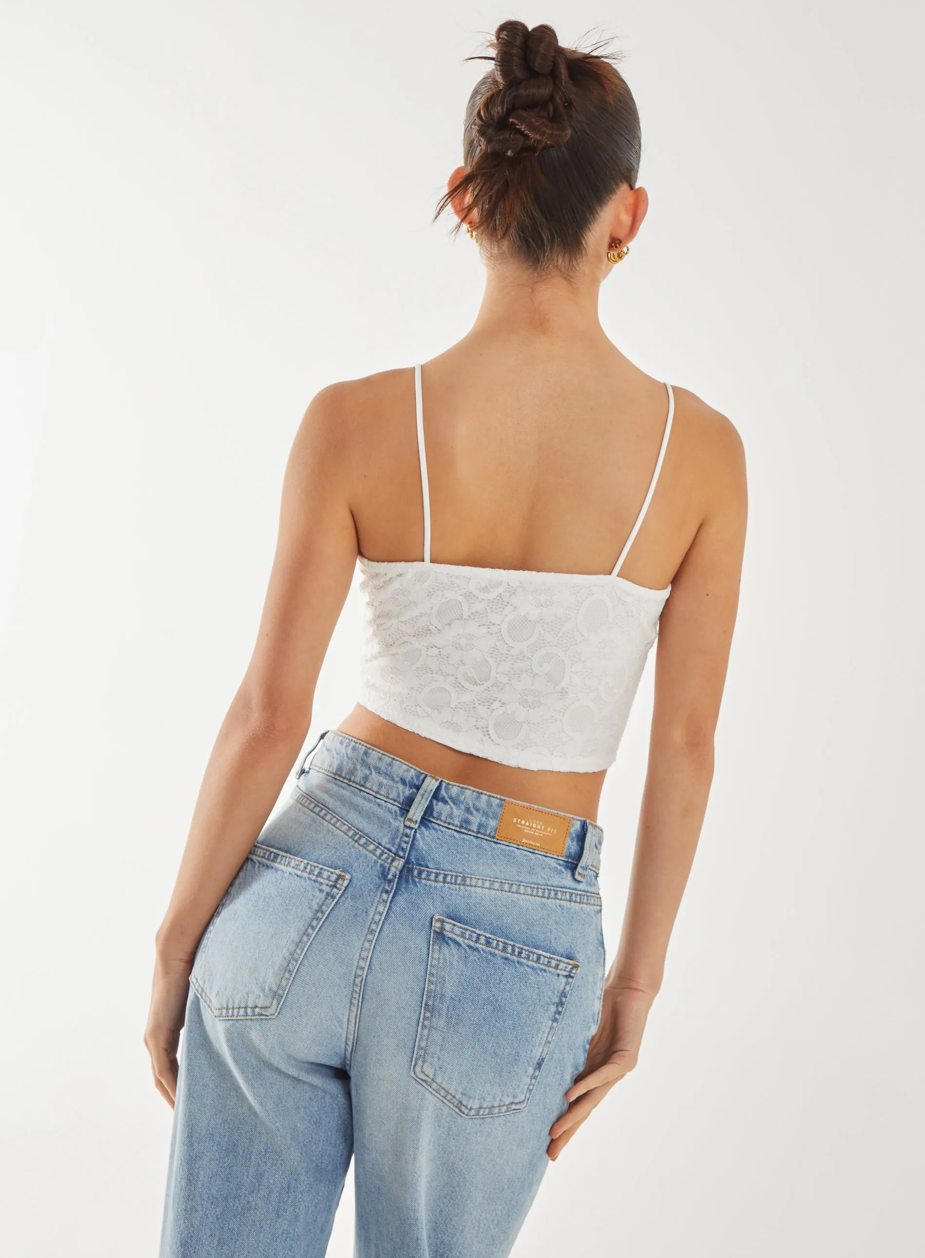 V-Detail Lace Strappy Top