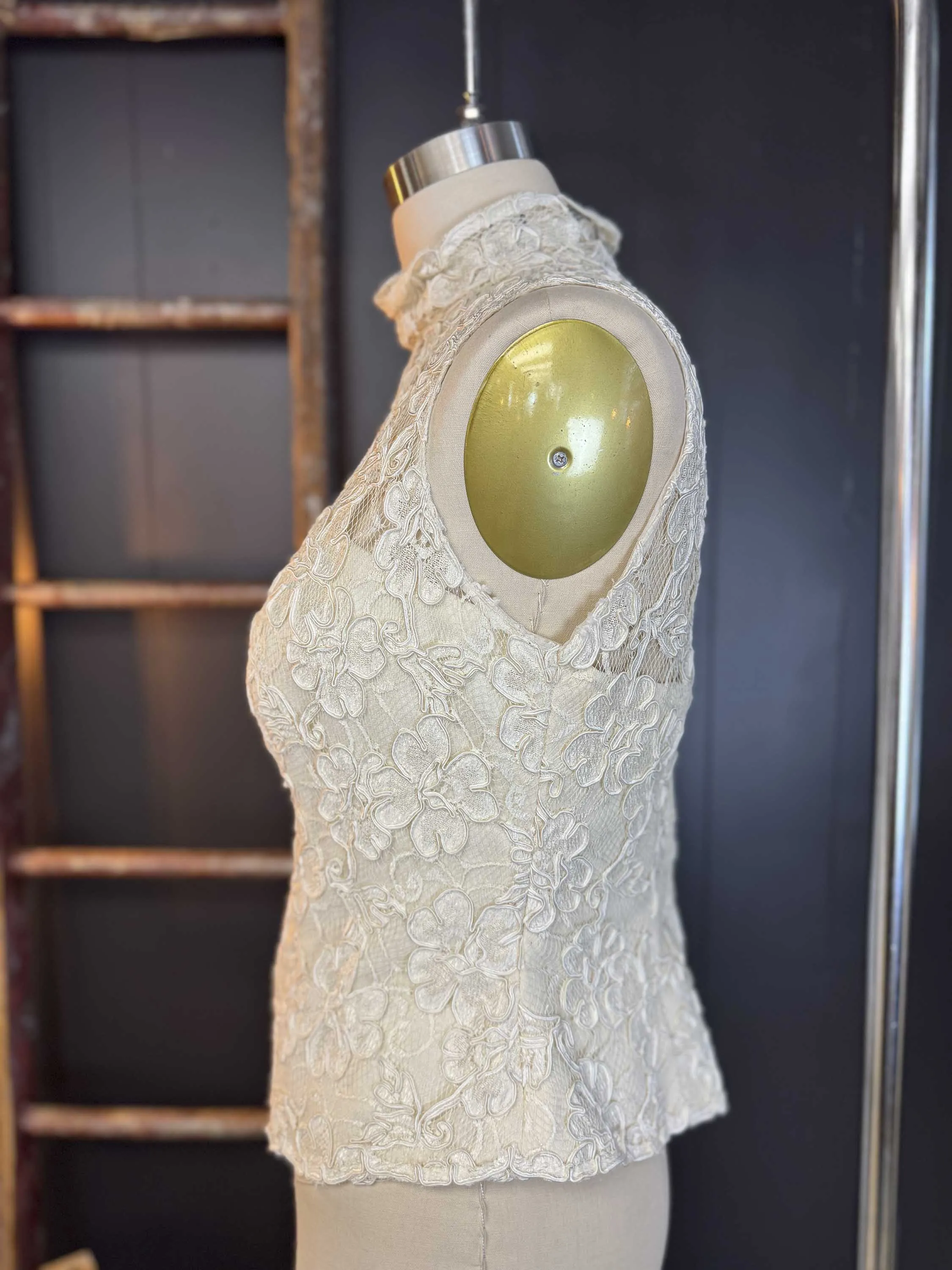 Vintage Custom Cream Lace Bodice - Size XL