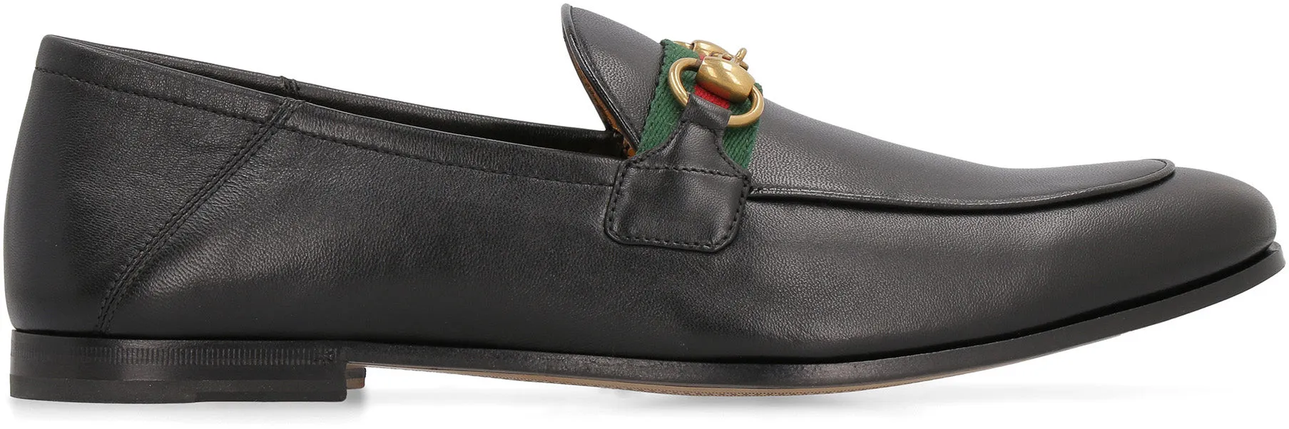 Web detail leather loafers