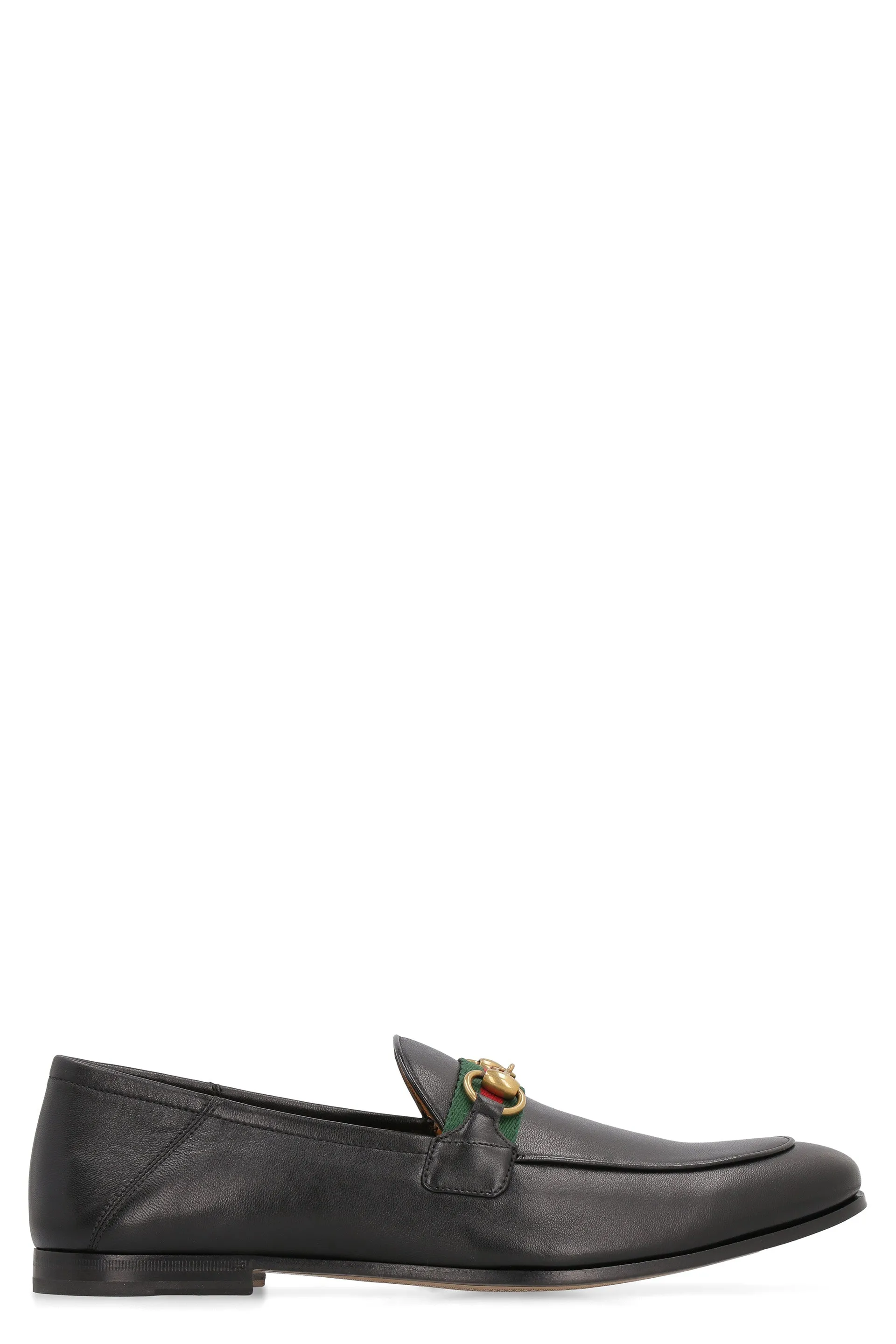 Web detail leather loafers