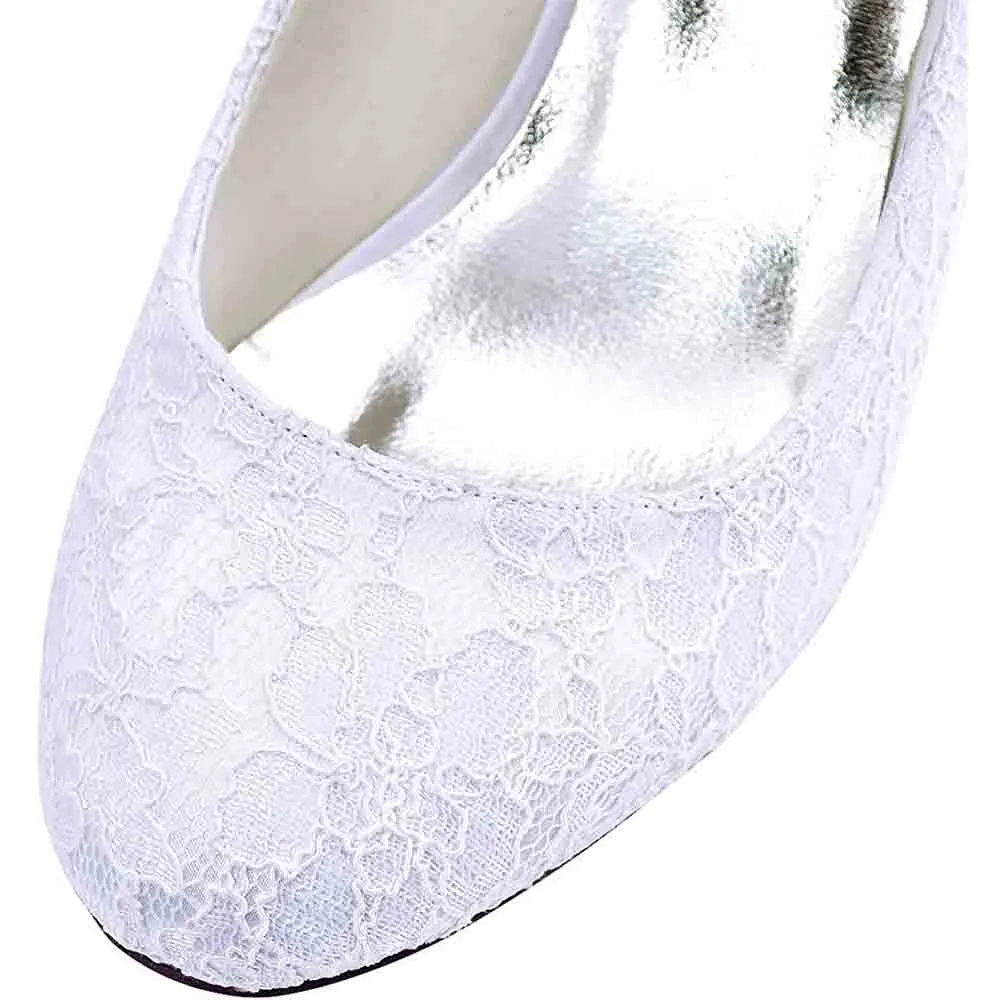 Wedding Shoes for Bride Closed Toe Bridal Shoes Block Heel Pumps