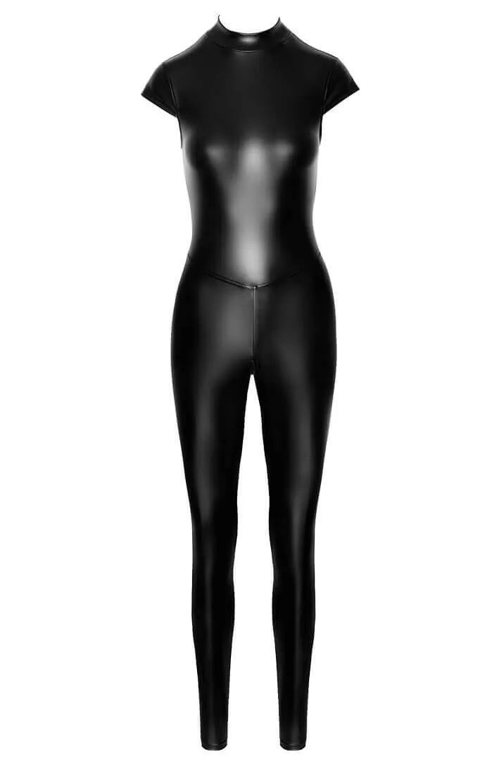 Wet look catsuit with lace-up back - Noticeable