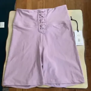 WeWoreWhat Lace Up Biker Shorts Fair Orchid