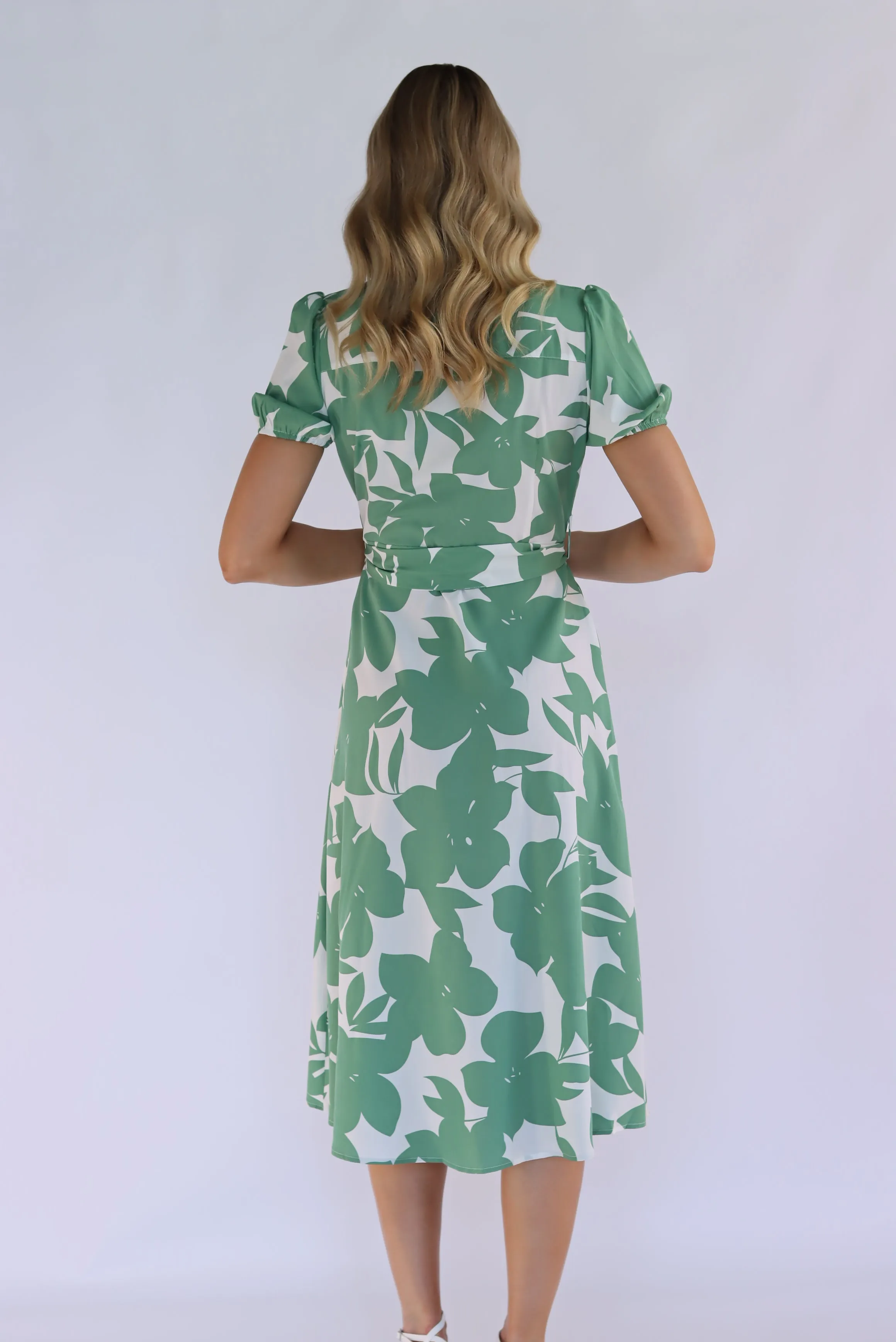 Whispering Sage Midi Shirt Dress