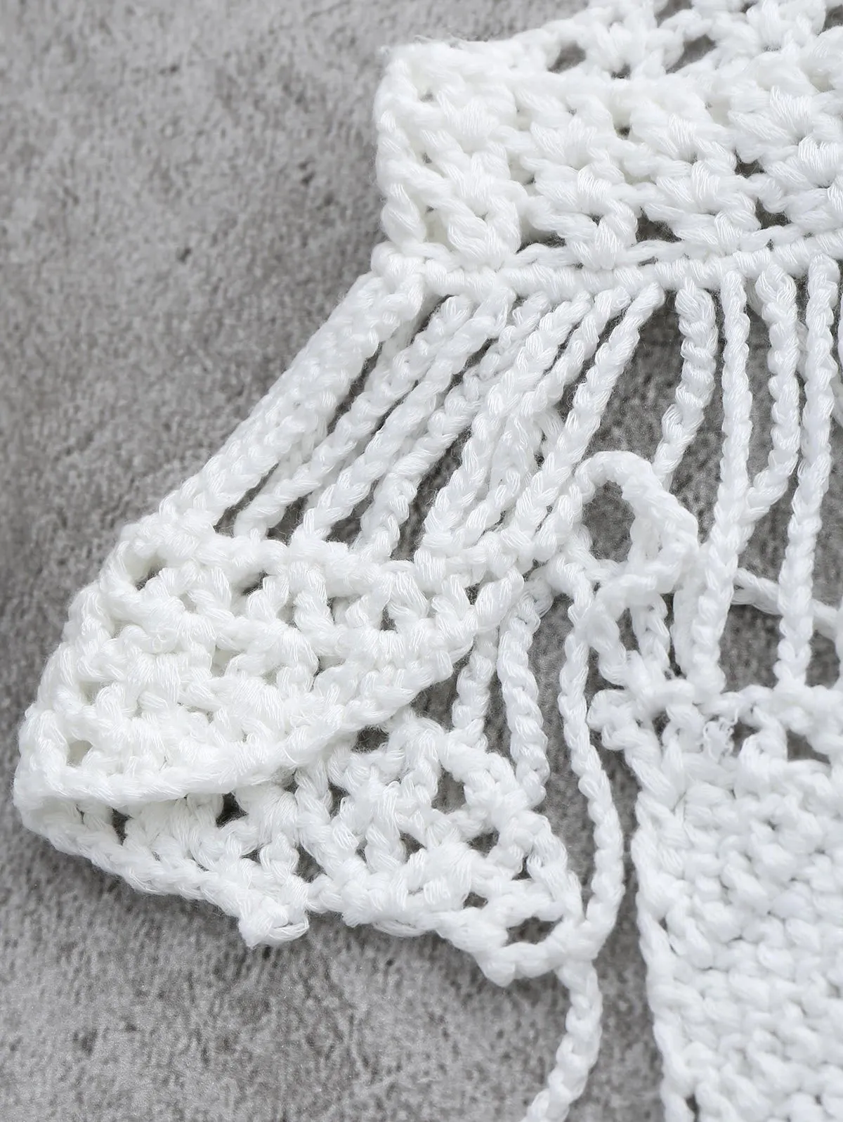White Crochet Cropped Cover Up Top