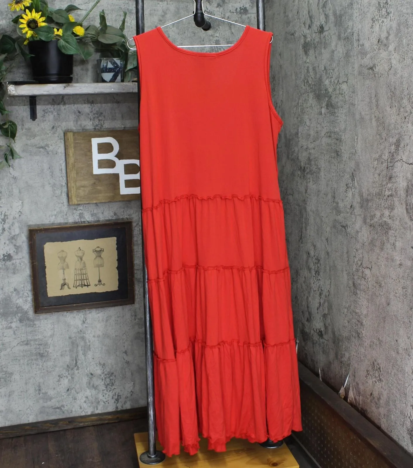White Mark Fashion Womens Plus Size Scoop Neck Tiered Midi Dress PS315-06/2X