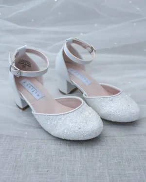 White Rock Glitter Kids Block Heel