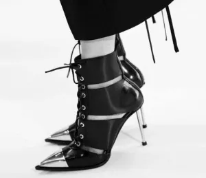 Woman punk rivet lace up boots