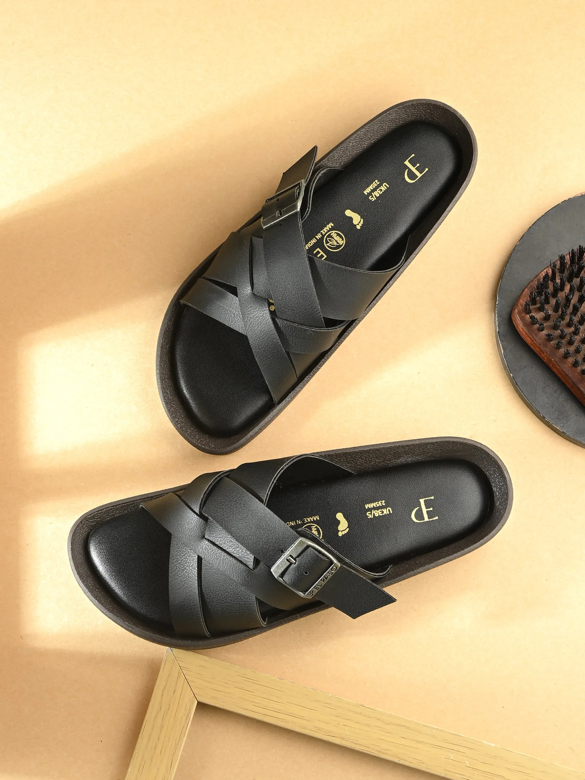 Women Open Toe Flats with Buckles