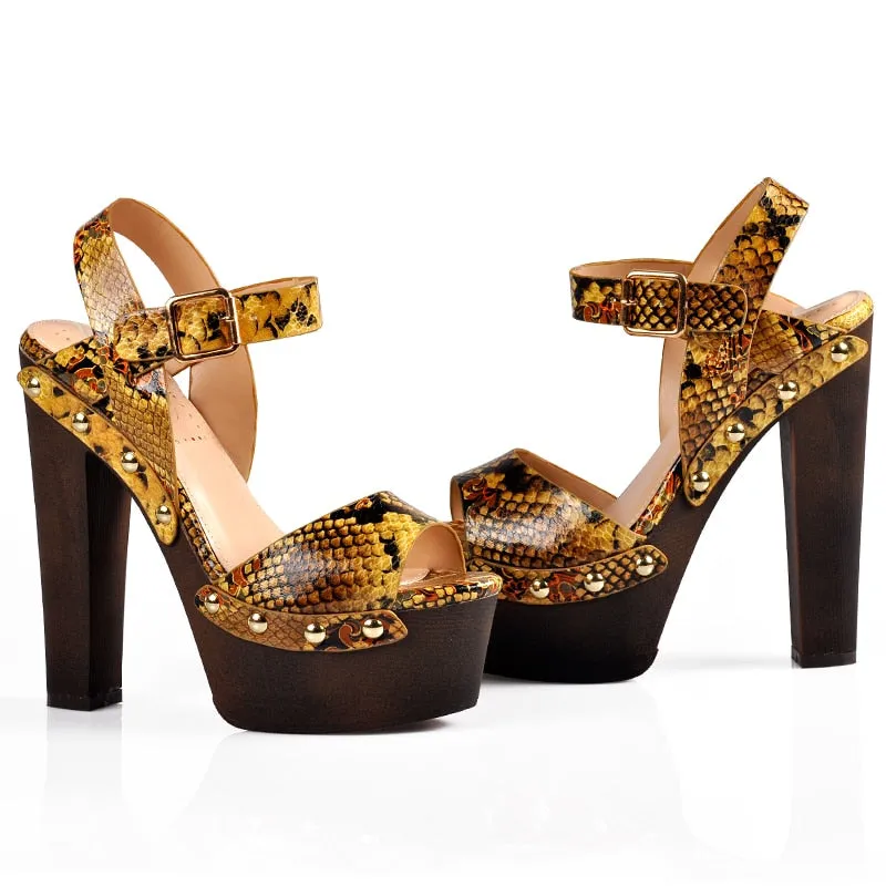 Women Sandals Wedges shoes for women high heels peep toe ankle strap platform sandals with rivet zapatos mujer