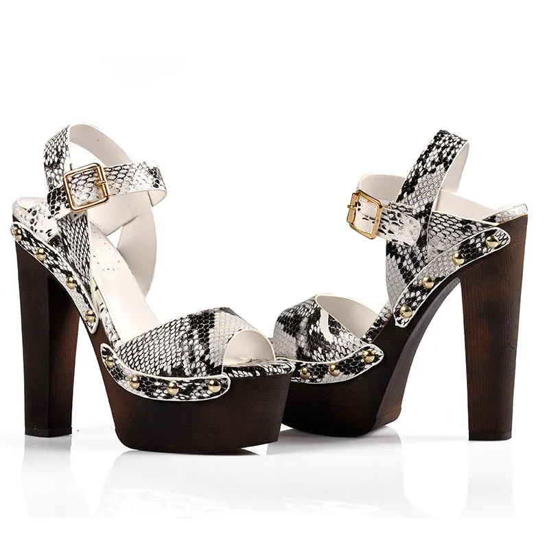 Women Sandals Wedges shoes for women high heels peep toe ankle strap platform sandals with rivet zapatos mujer