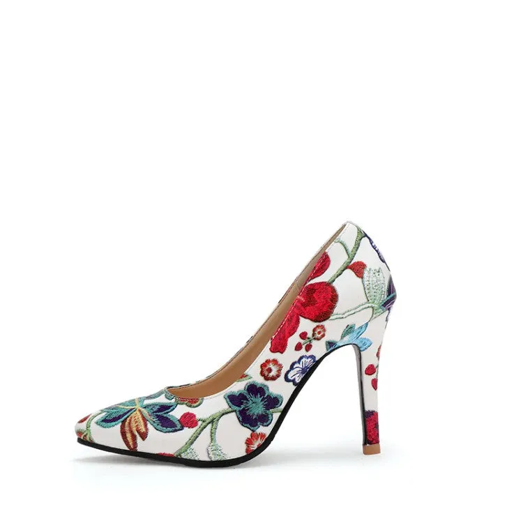 Women's Floral Print High Heel Thin Heeled Pumps