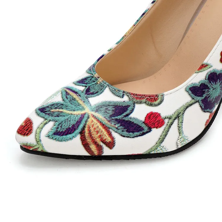 Women's Floral Print High Heel Thin Heeled Pumps