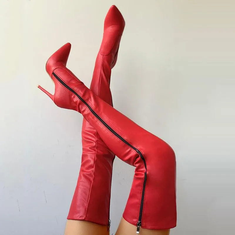 Zipper Knee-High Thin Heel Boots