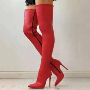 Zipper Knee-High Thin Heel Boots